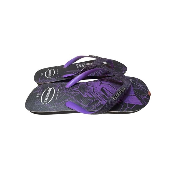 Havaianas Marvel Black Panther Flip Flops Size 13 Black & Purple Rubber Mens San - Picture 3 of 4